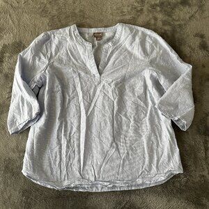 Chico's 100% Cotton Swiss Dot Blouse Shirt Women's 2 US Large Blue Periwinkle